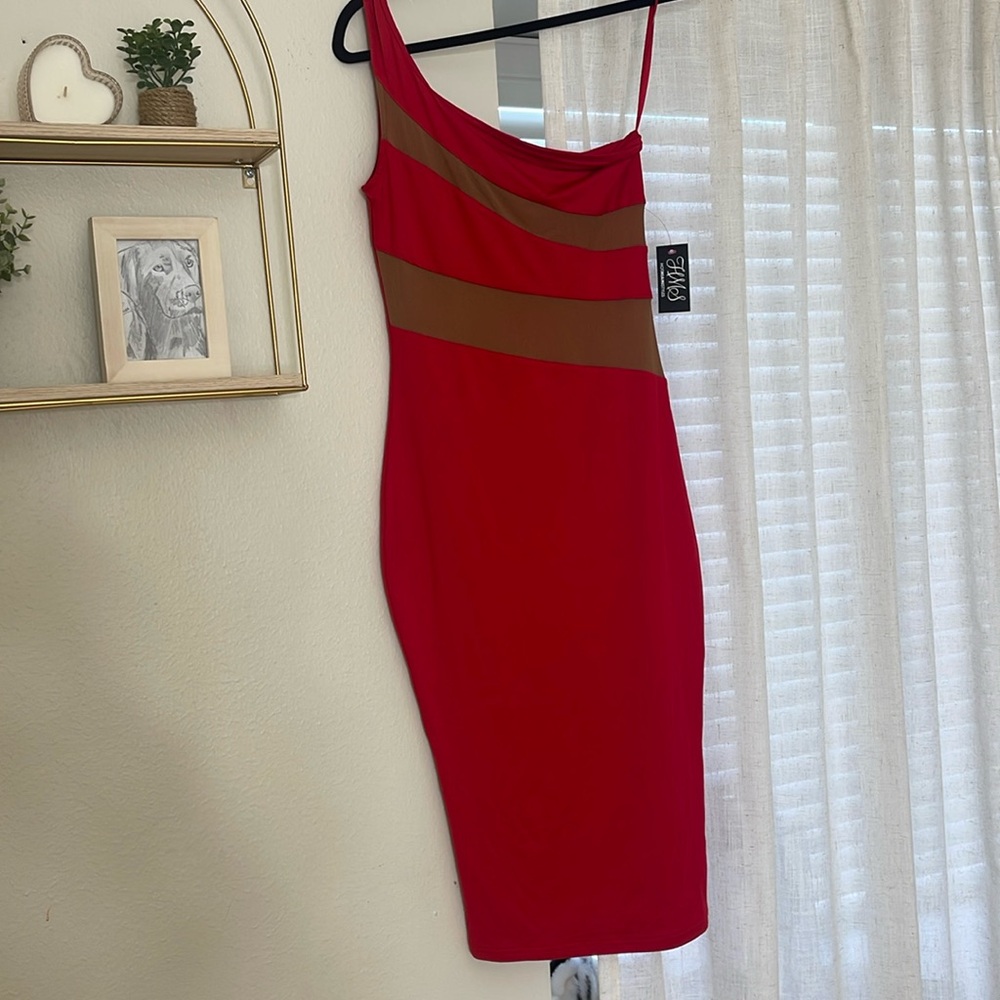 HMS one shoulder Midi Dress